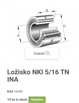Vnútorný rozmer 5, vonkajší 15, dĺžka 16
