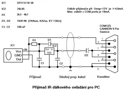 IR přijímač pro PC (na COM)