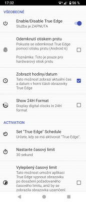 Ve všeobecném nastavení je služba zapnutá