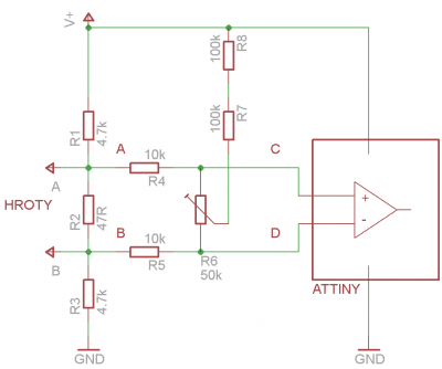 +V napájení 3V. Přes přepínač on/off ze dvou 1.5V AA článků.