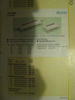 ".635-820 ELCO card edge 2.54 pitch"