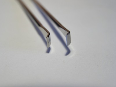 Dental tool - raw and finished - too sotf inox wire to use.jpg