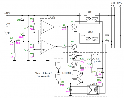 Je nutno použít LM358(LM324 a pod.), který má Uol blízké 0V pro bezpečné zavření T1 a T2.