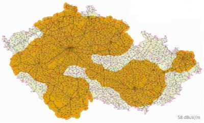 Předpokládané pokrytí sítě ČRo DAB+ ke konci prvního pololetí 2019 (Zdroj: Český rozhlas)
