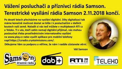 Upozornění, které Rádio Samson vyvěsilo na svoji oficiální stránku na Facebooku