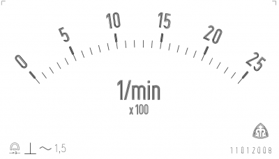 Detail stupnice z firemní publikace - výstup pro plotter