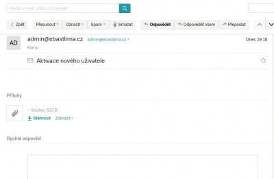 Screenshot e-mailu (skryl jsem moje údaje)