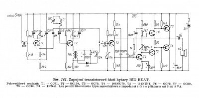 Obr. 141. Zapojení tranzistorové části kytary BIG BEAT.