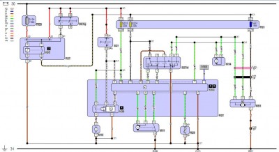 ELektrické schéma Škoda Octavia-I ostřikovače, stěrače