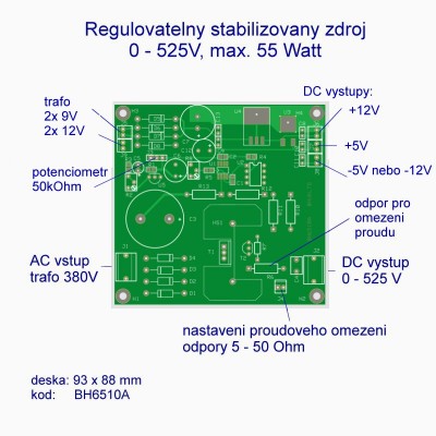 plošný spoj zdroje 0 ... 525V DC